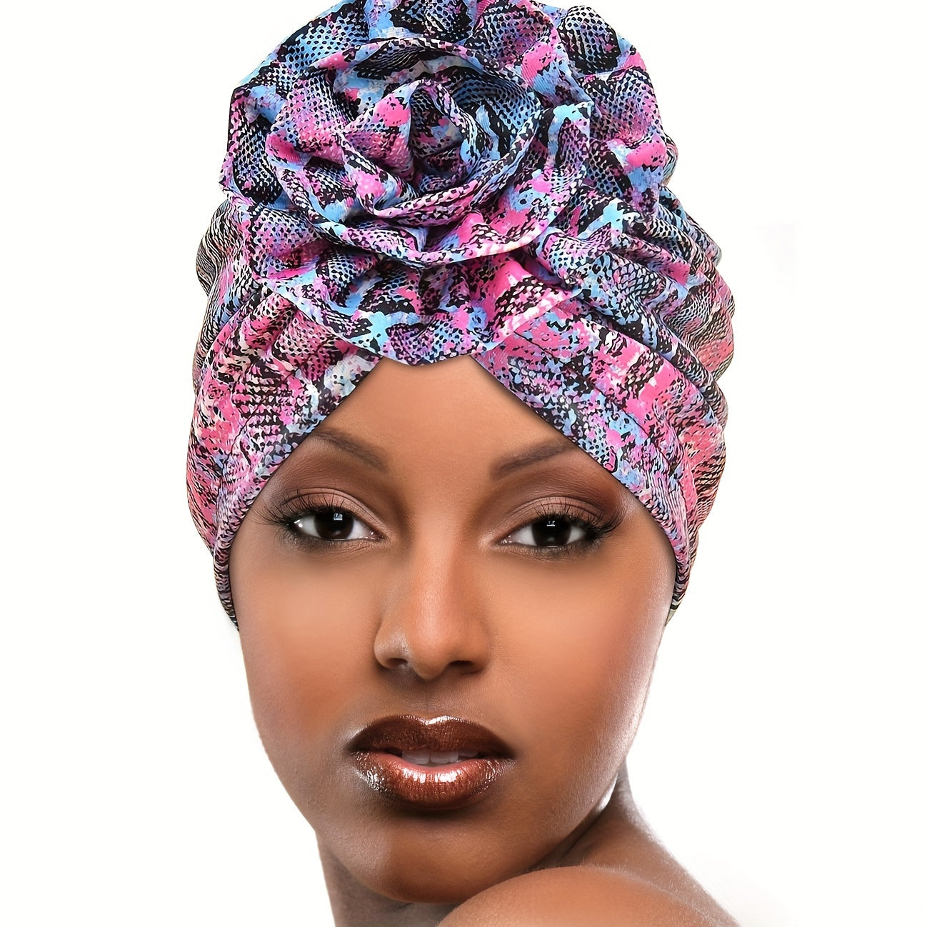 Elegant Women's Floral Turban Headwrap: Vibrant Colors, Soft Polyester Fabric, and Comfortable Elastic Design for a Chic Look
